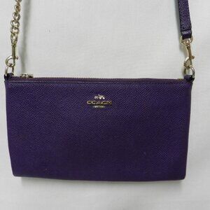 COACH Kylie Saffiano Leather crossbody bag purse zip top Purple small handbag